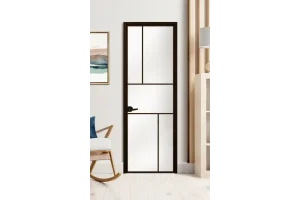 Стъклена врата Lusso L10 Цвят Черен Мат