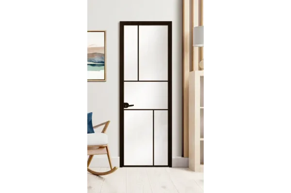 Стъклена врата Lusso L10 Цвят Черен Мат