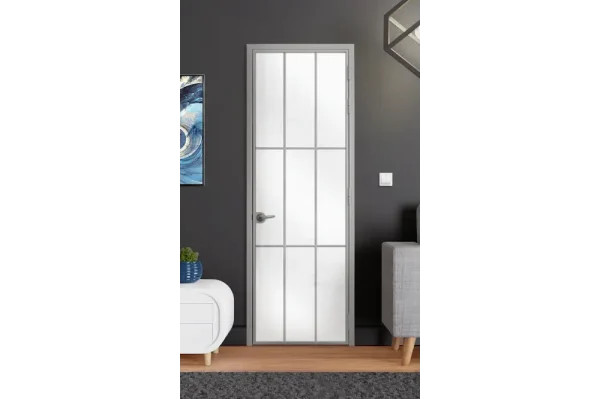 Стъклена врата Lusso L5 Цвят Сив Мат